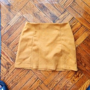 Yellow Mustard mini skirt faux suede